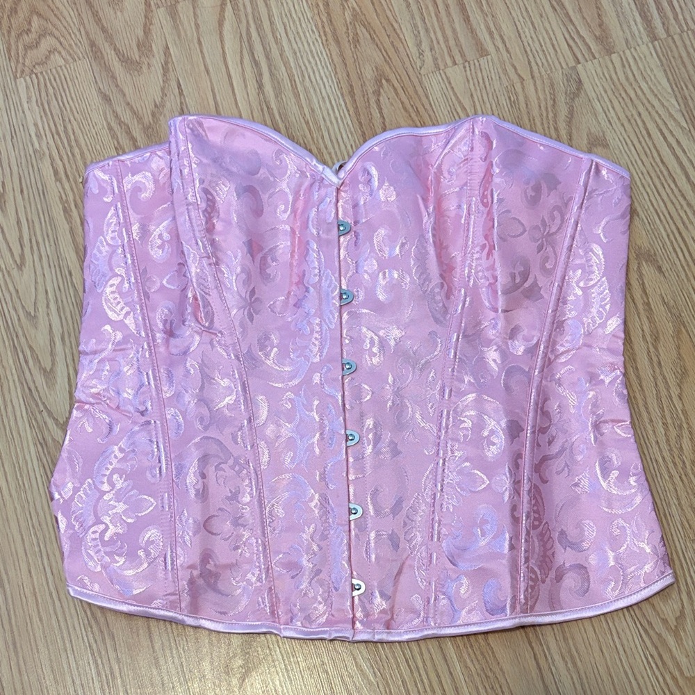 Pink Brocade Corset Top